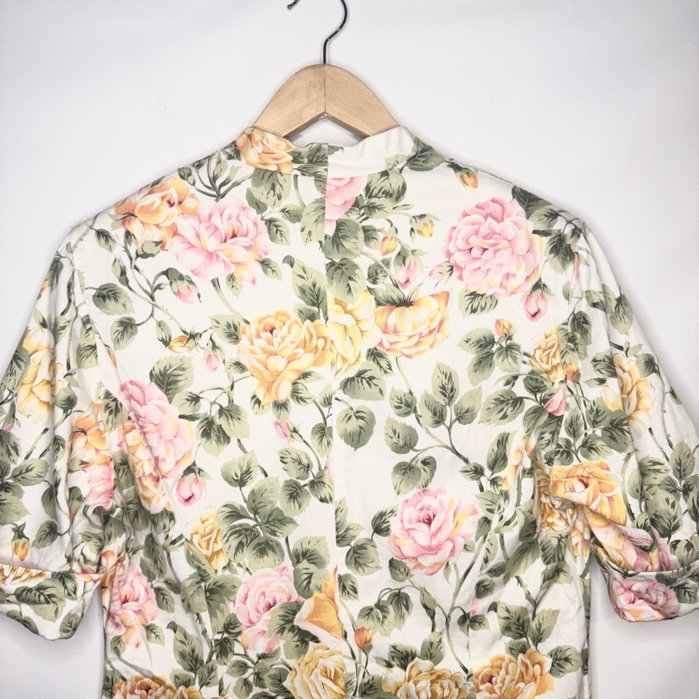 The J. Peterman Company Retro Short Sleeve Floral Midi Dress Size 14 Vintage - Picture 6 of 7